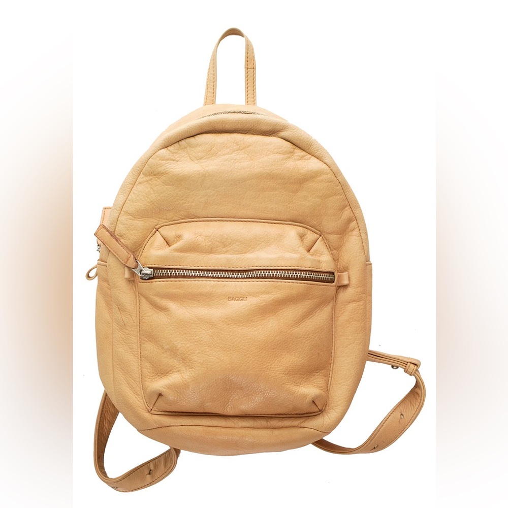 Baggu Tan Leather Small Backpack